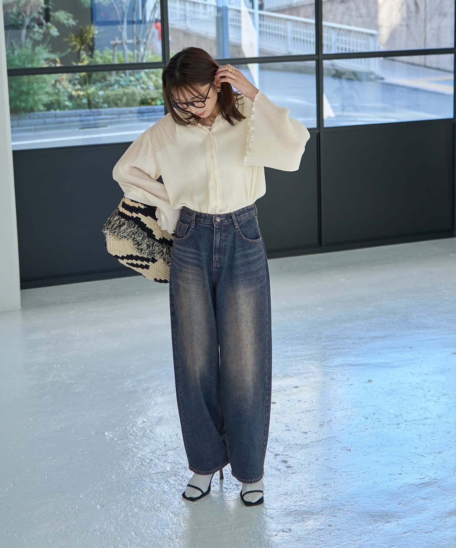 STYLE DELI「ユーズドライクワイドデニム」|デニム|