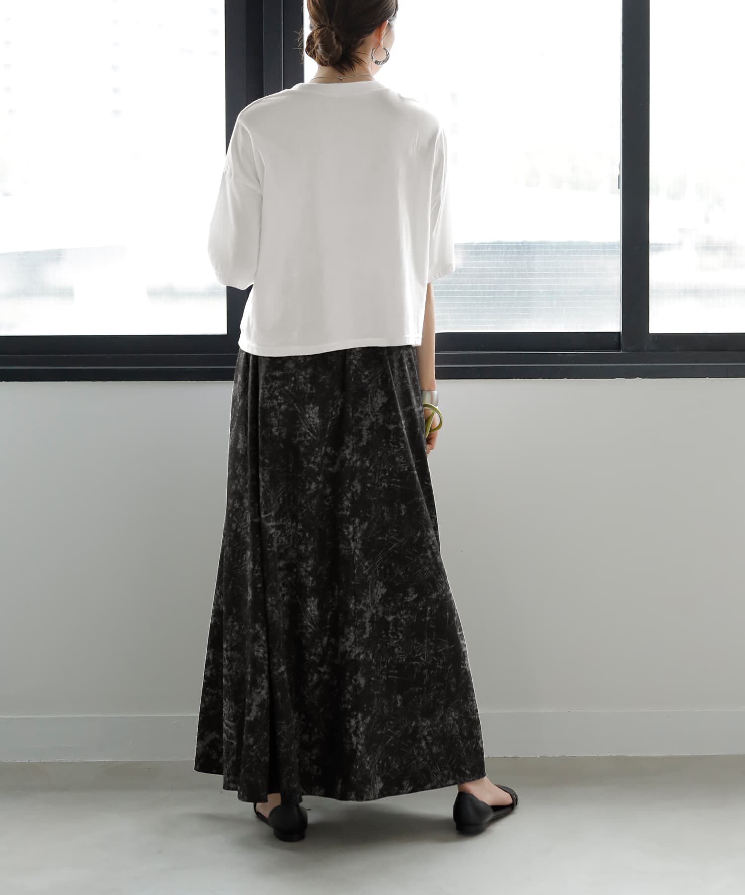 STYLE DELI「エレクトリック柄マキシ丈ギャザースカート」|フレア|