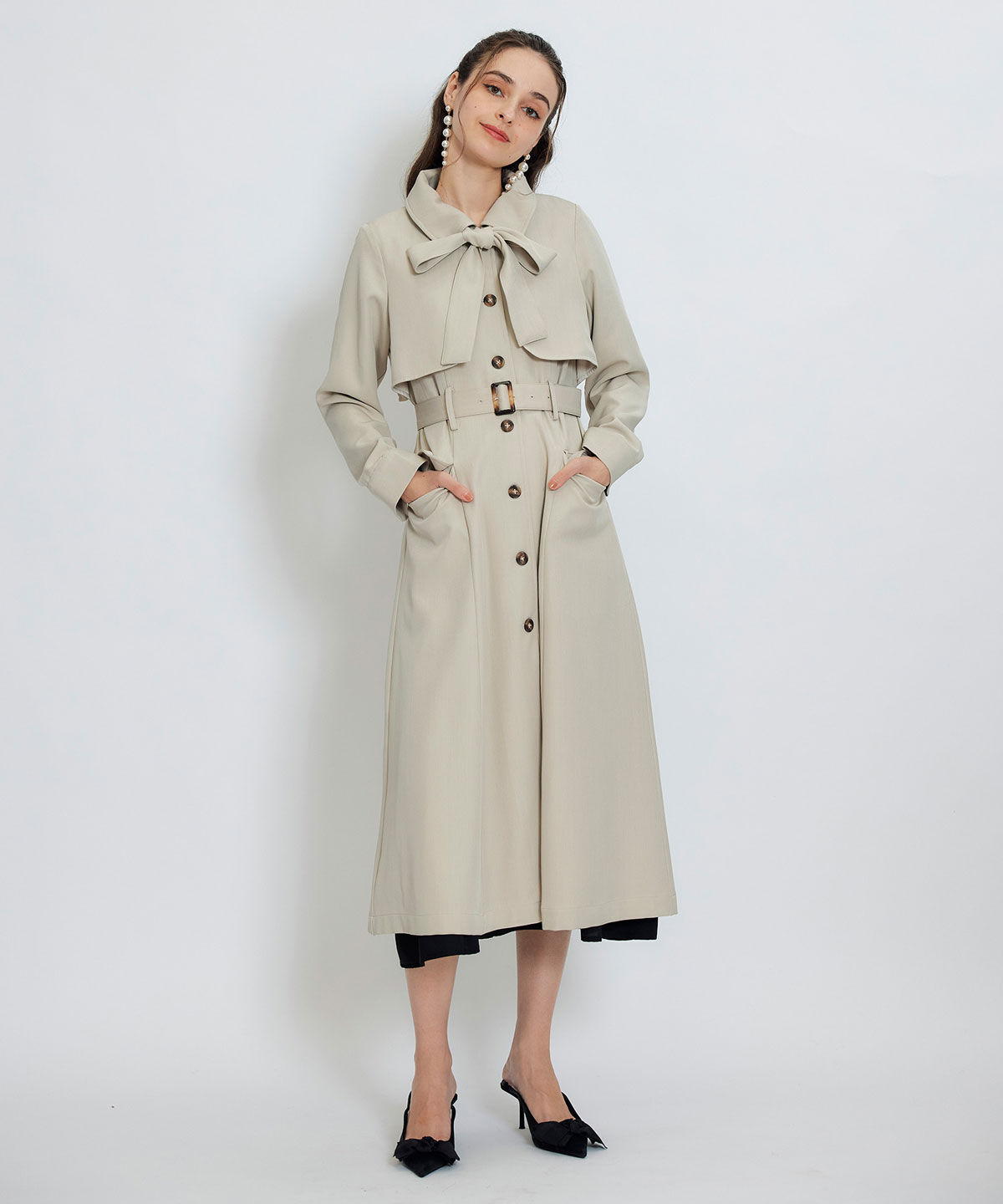 REDYAZEL「2WAYレイヤードライクリボントレンチコート」|トレンチコート|