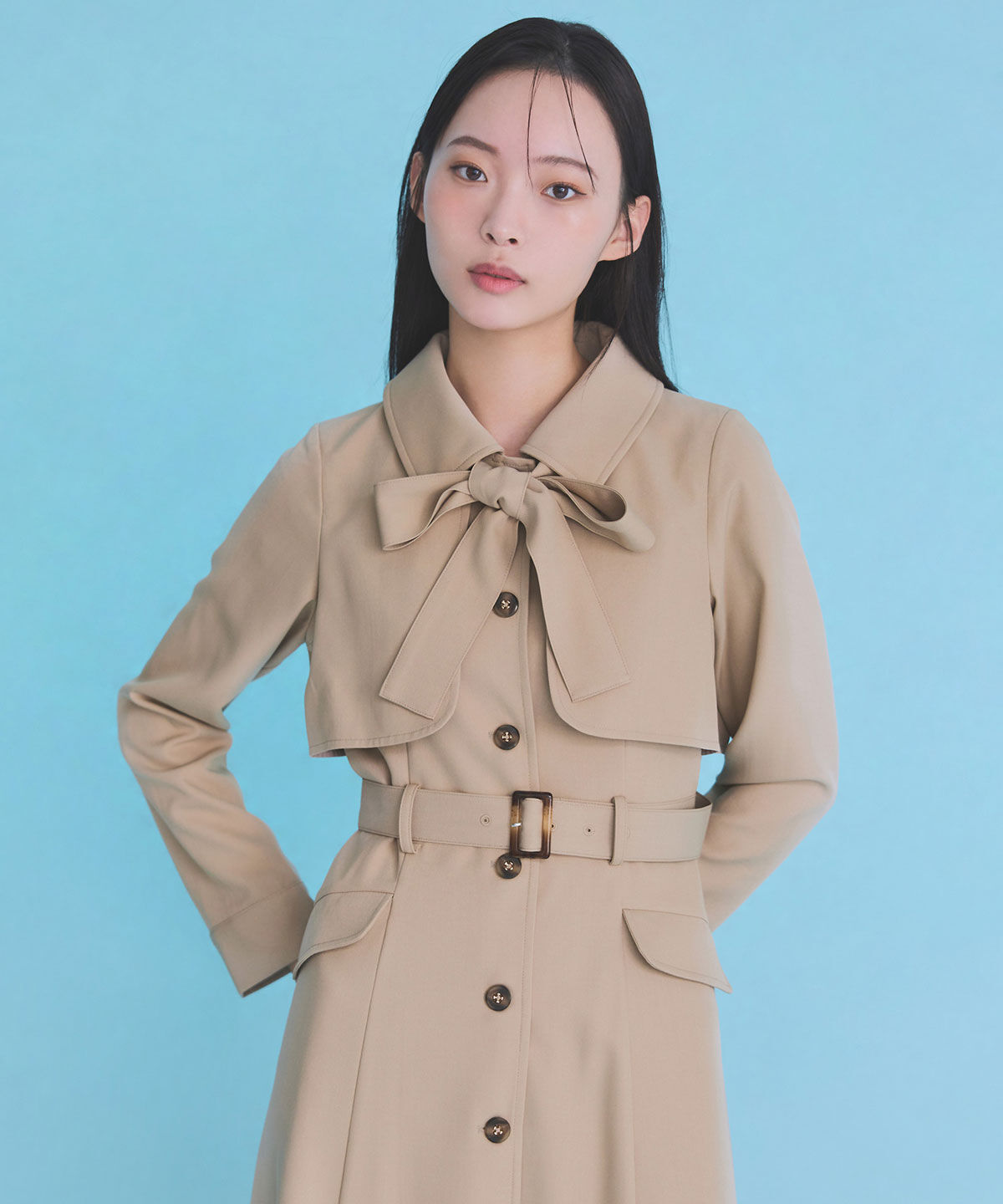 REDYAZEL「2WAYレイヤードライクリボントレンチコート」|トレンチコート|