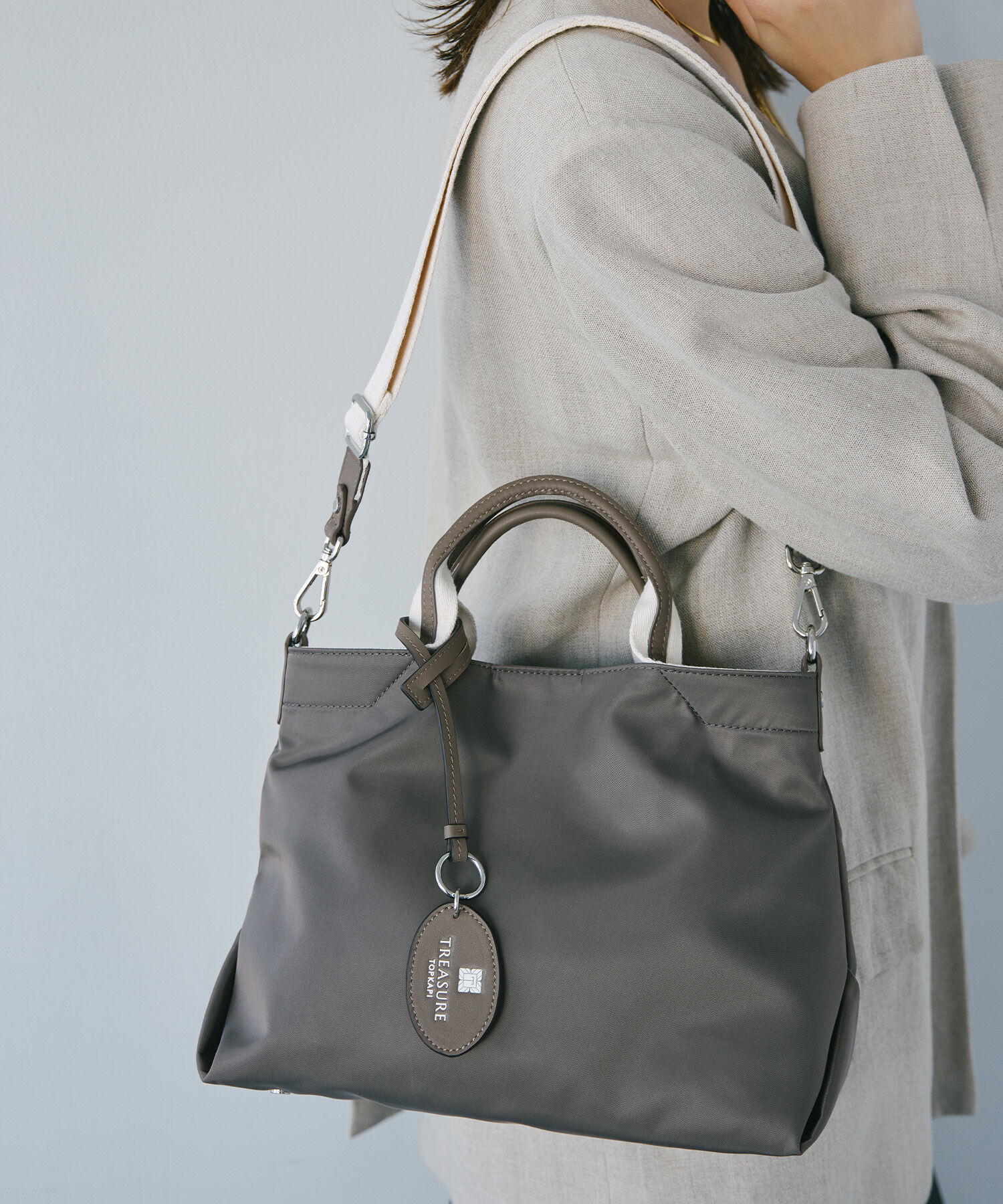 TOPKAPI BREATH「【TREASURE TOPKAPI】ストライプハンドル ナイロン 2way ミニ トートバッグ」|ショルダー・メッセンジャー|