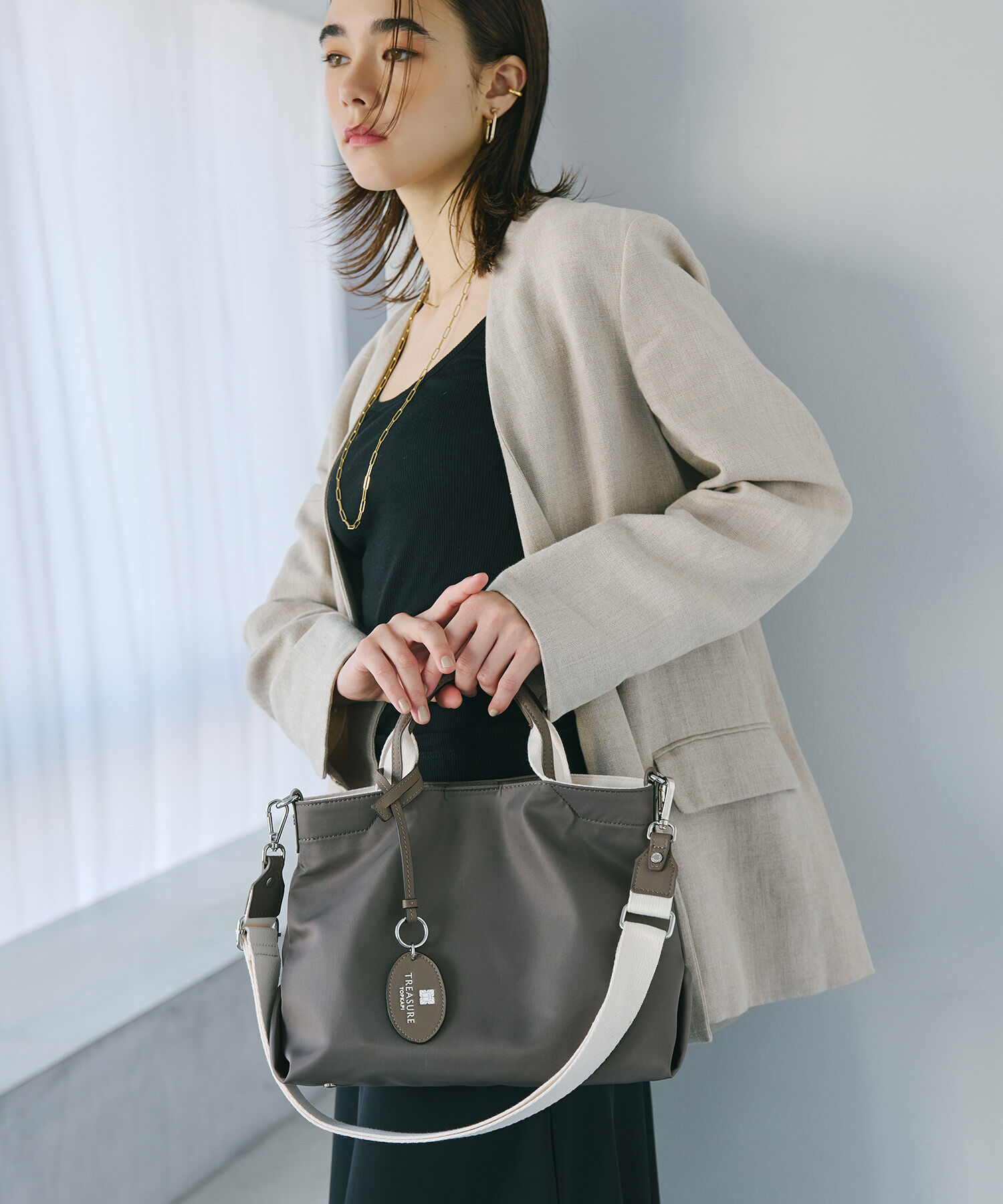 TOPKAPI BREATH「【TREASURE TOPKAPI】ストライプハンドル ナイロン 2way ミニ トートバッグ」|ショルダー・メッセンジャー|