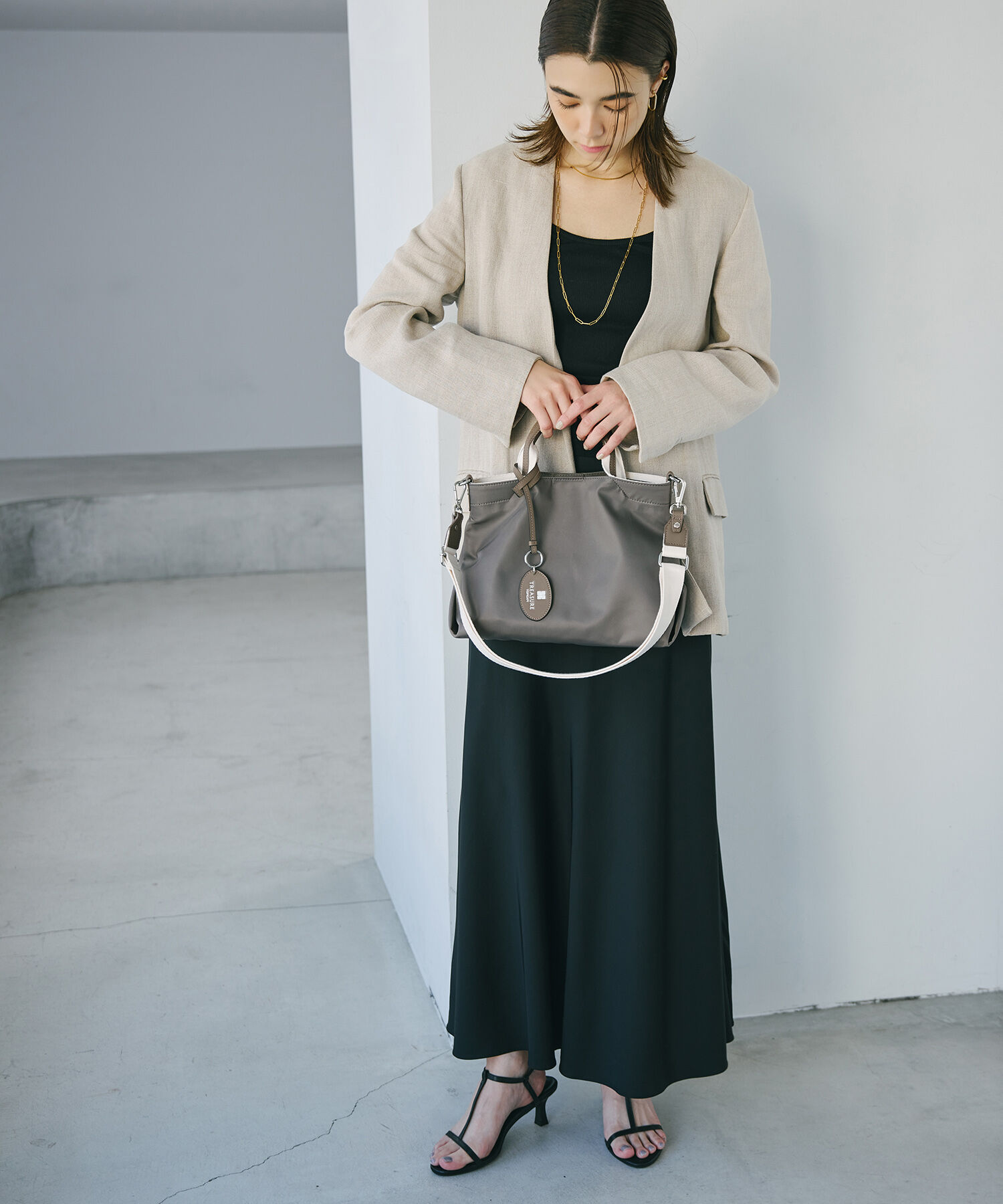 TOPKAPI BREATH「【TREASURE TOPKAPI】ストライプハンドル ナイロン 2way ミニ トートバッグ」|ショルダー・メッセンジャー|