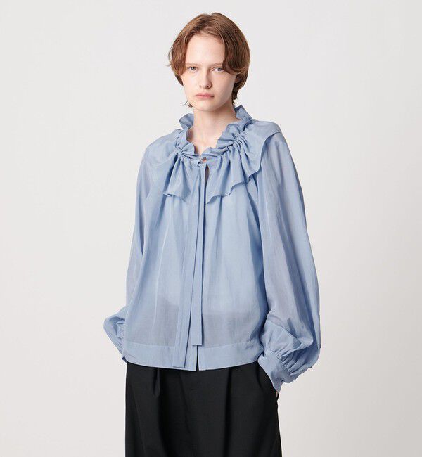 AEWEN MATOPH「＜AEWEN MATOPH＞ギャザーリボンブラウス ‐ ウォッシャブル ‐」|シャツ・ブラウス|LT.BLUE