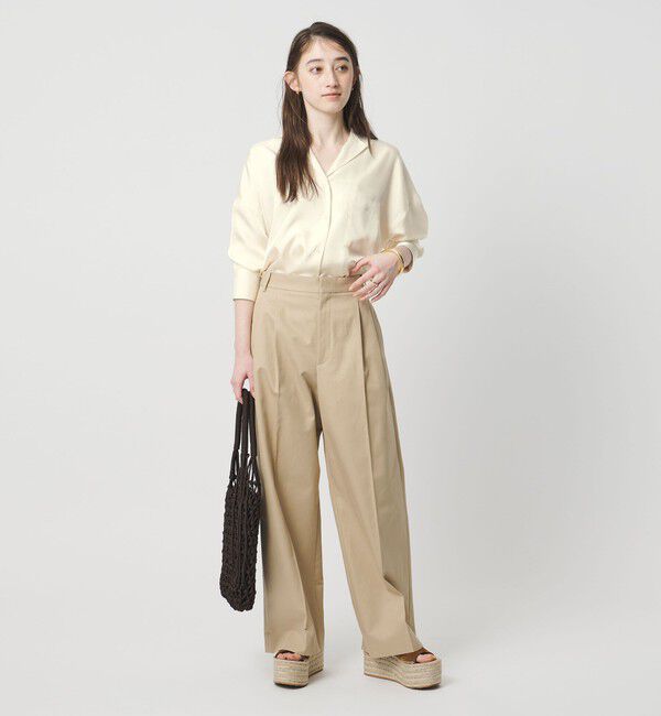 UNITED ARROWS「シルクライク オープンカラー シャツ」|シャツ・ブラウス|