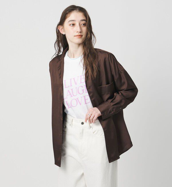 UNITED ARROWS「シルクライク オープンカラー シャツ」|シャツ・ブラウス|