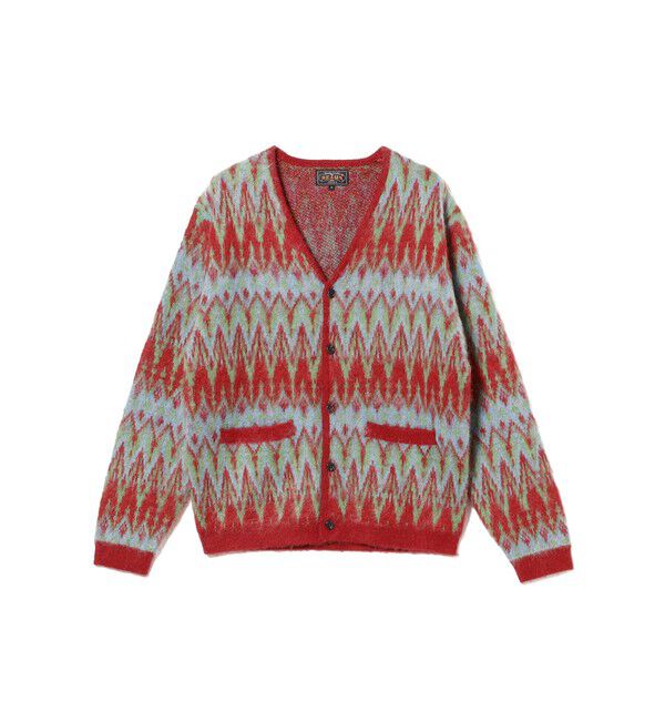 BEAMS PLUS「Cardigan Double Jacquard Chevron Pattern」|ニット・セーター|