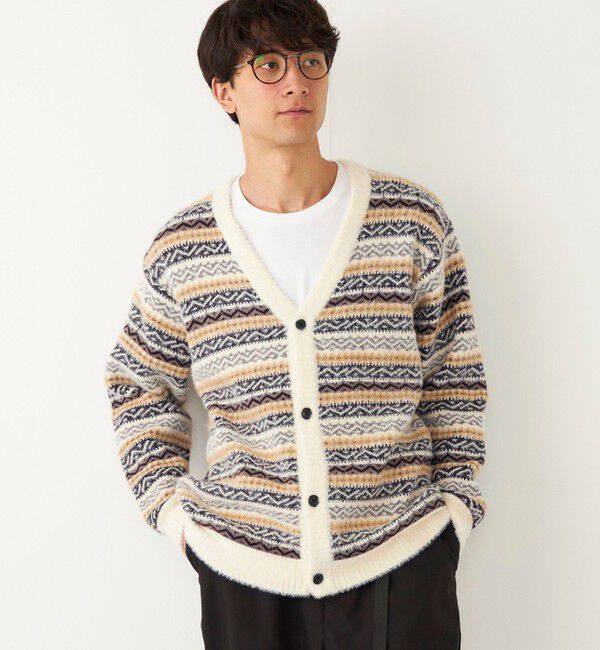 SHIPS Colors 「SHIPS Colors:〈洗濯機可能〉シャギー ジャカード Vネック カーディガン」|カーディガン|