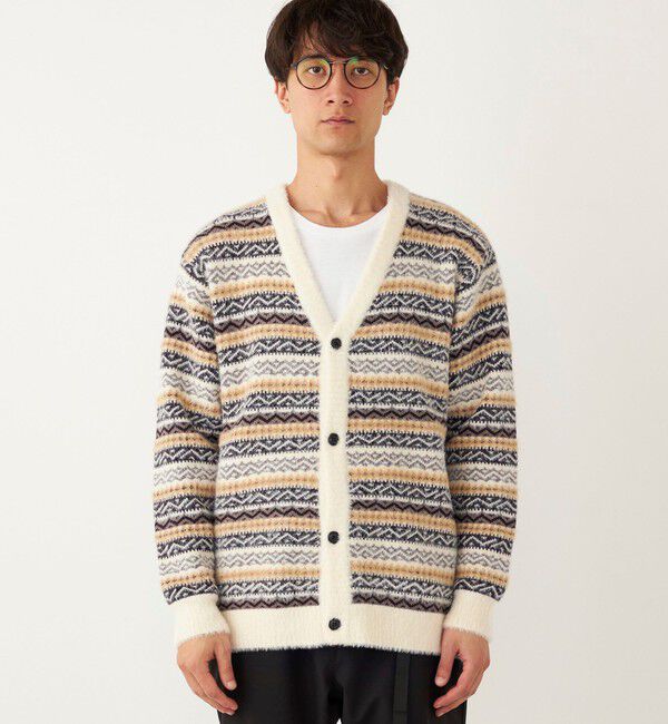 SHIPS Colors 「SHIPS Colors:〈洗濯機可能〉シャギー ジャカード Vネック カーディガン」|カーディガン|