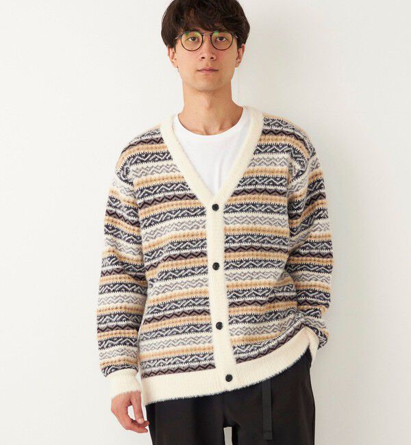 SHIPS Colors 「SHIPS Colors:〈洗濯機可能〉シャギー ジャカード Vネック カーディガン」|カーディガン|