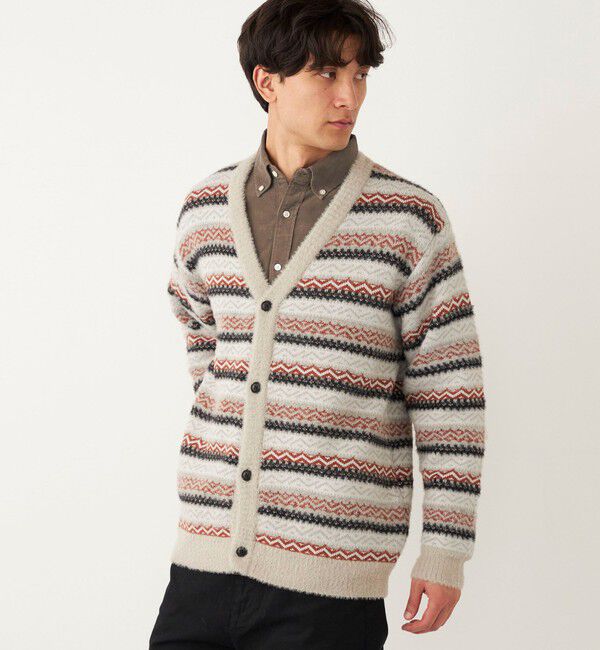 SHIPS Colors 「SHIPS Colors:〈洗濯機可能〉シャギー ジャカード Vネック カーディガン」|カーディガン|