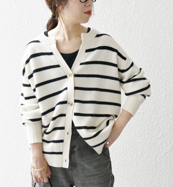 SHIPS any「SHIPS any:〈手洗い可能〉AQUA カシミヤ ミックス スキッパー カーディガン」|カーディガン|その他