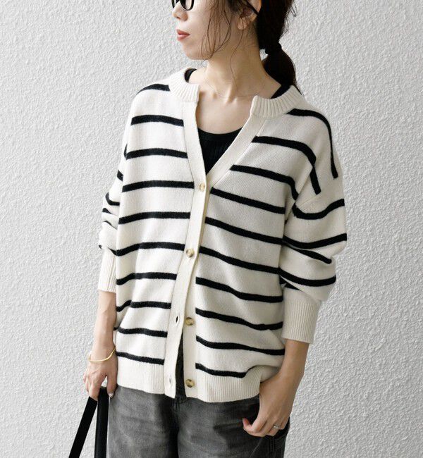 SHIPS any「SHIPS any:〈手洗い可能〉AQUA カシミヤ ミックス スキッパー カーディガン」|カーディガン|