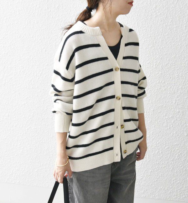 SHIPS any「SHIPS any:〈手洗い可能〉AQUA カシミヤ ミックス スキッパー カーディガン」|カーディガン|