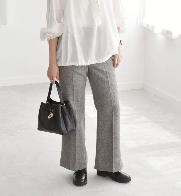 quaranciel「quaranciel:〈洗濯機可能〉ポリエステル サージ セミ フレア パンツ」|その他|