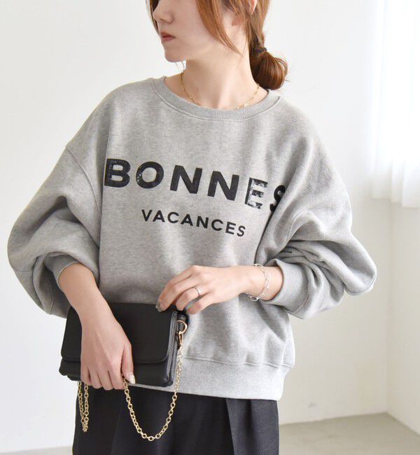 quaranciel「quaranciel:〈手洗い可能〉スパンコール刺繍 ロゴ スウェット」|スウェット・ジャージ|