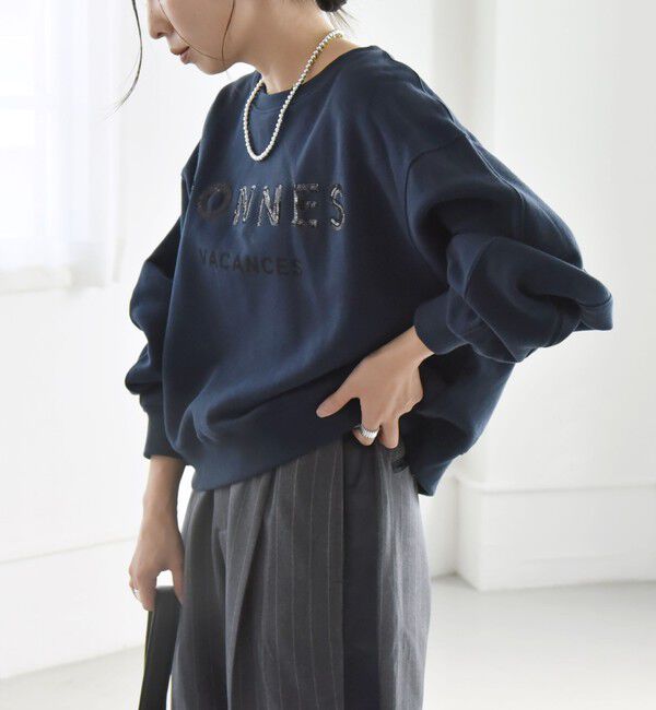 quaranciel「quaranciel:〈手洗い可能〉スパンコール刺繍 ロゴ スウェット」|スウェット・ジャージ|