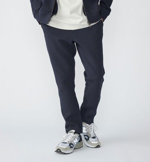 SHIPS「【WEB限定】SHIPS: ガスコットン ダブルニット スリム イージー スラックス パンツ（セットアップ対応）」|スラックス|ネイビー