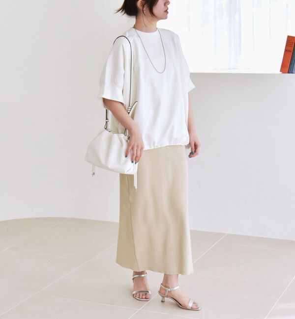 quaranciel「quaranciel:〈洗濯機可能〉ライト ポンチ ハーフスリーブ ドロスト ルーズ TEE」|Tシャツ・カットソー|