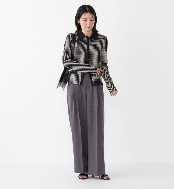 SHIPS Colors 「SHIPS Colors:〈手洗い可能〉ボーダー リブ ポロ カーディガン」|カーディガン|