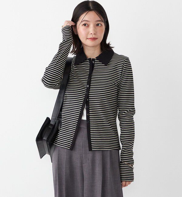 SHIPS Colors 「SHIPS Colors:〈手洗い可能〉ボーダー リブ ポロ カーディガン」|カーディガン|