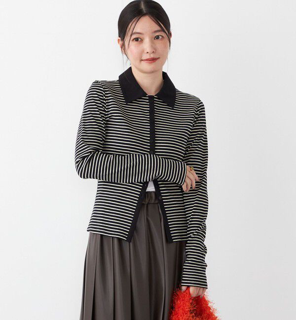 SHIPS Colors 「SHIPS Colors:〈手洗い可能〉ボーダー リブ ポロ カーディガン」|カーディガン|