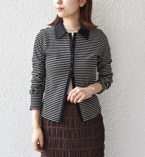 SHIPS Colors 「SHIPS Colors:〈手洗い可能〉ボーダー リブ ポロ カーディガン」|カーディガン|