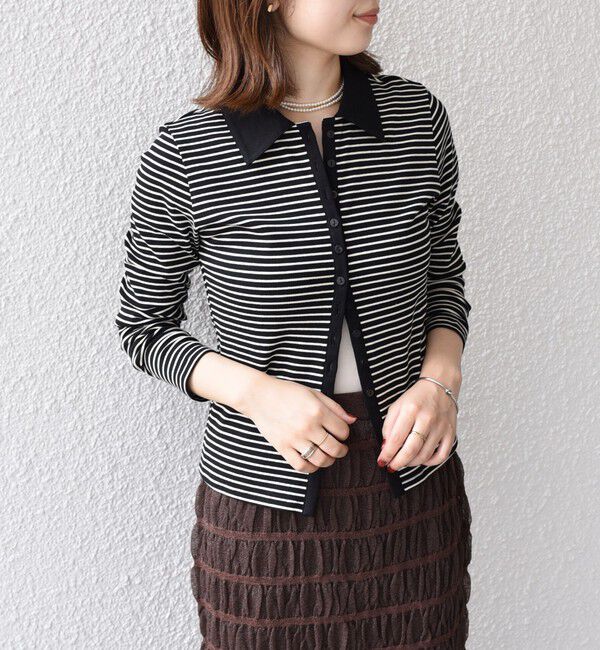 SHIPS Colors 「SHIPS Colors:〈手洗い可能〉ボーダー リブ ポロ カーディガン」|カーディガン|