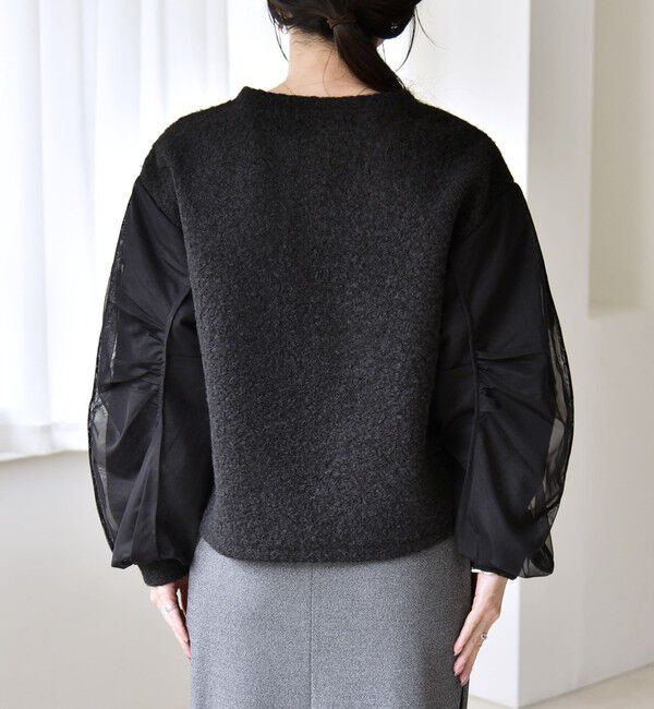 quaranciel「quaranciel:〈洗濯機可能〉ボア &times; チュール コンビ クルーネック プルオーバー」|プルオーバー|
