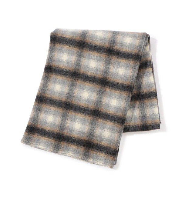 JAMES PERSE「カシミヤチェックブランケット HCG0314」|ブランケット|49 ダークブラウン
