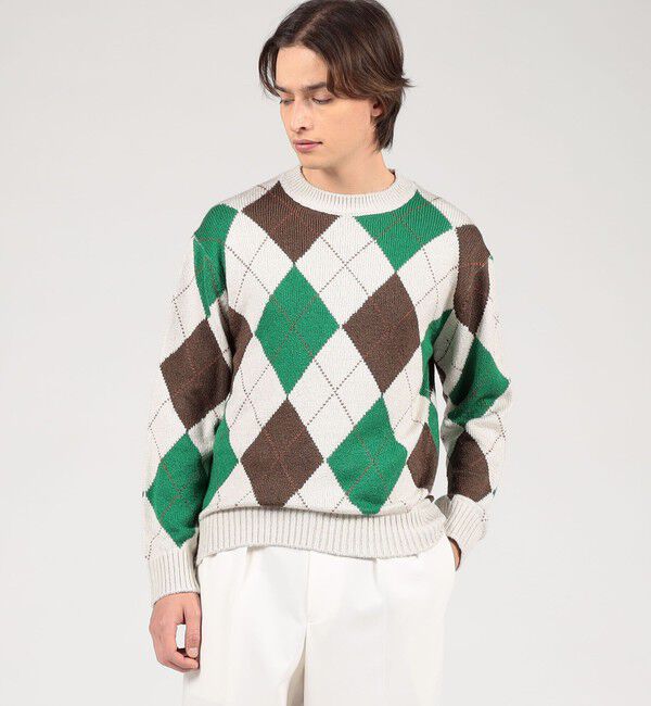 TOMORROWLAND MENS「TOMORROWLAND tricot シルク アーガイル クルーネックニット」|ニット・セーター|