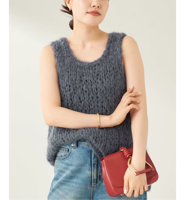 Plage「ジャンボタム ノースリーブ プルオーバー」|ニット・セーター|ブラック D