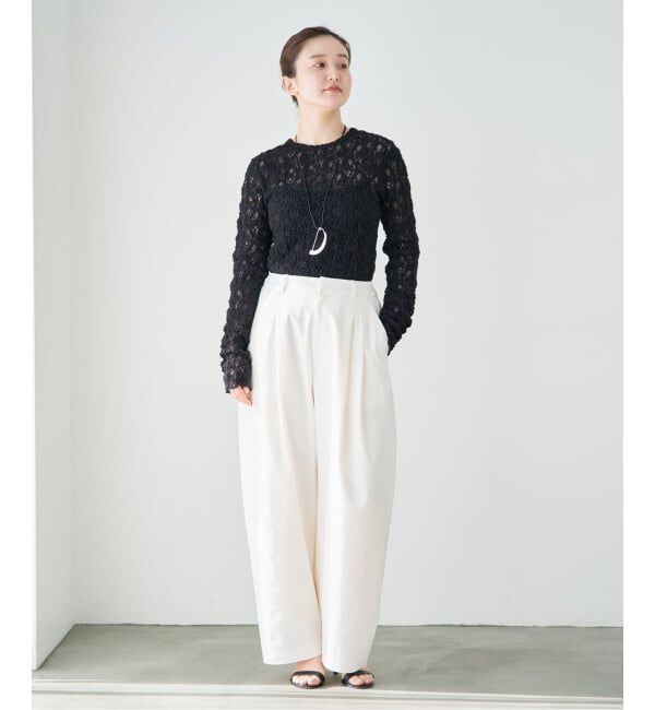 IENA「《一部カラーWEB限定/追加4予約》Flowerストレッチレースプルオーバー」|Tシャツ・カットソー|