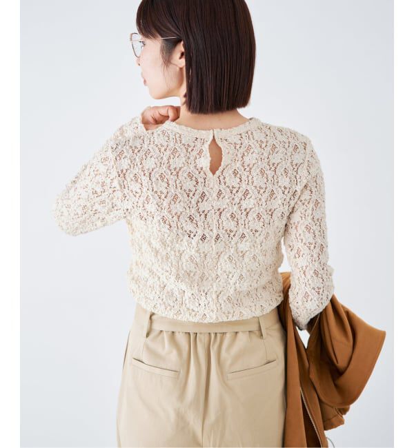 IENA「《一部カラーWEB限定/追加4予約》Flowerストレッチレースプルオーバー」|Tシャツ・カットソー|