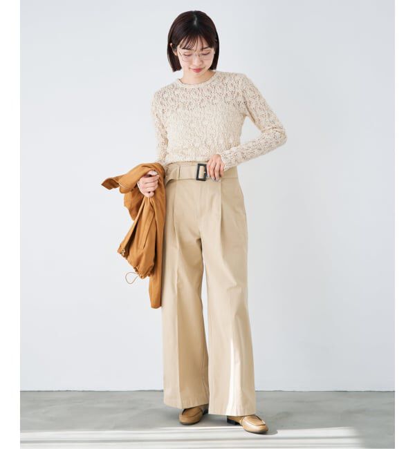 IENA「《一部カラーWEB限定/追加4予約》Flowerストレッチレースプルオーバー」|Tシャツ・カットソー|