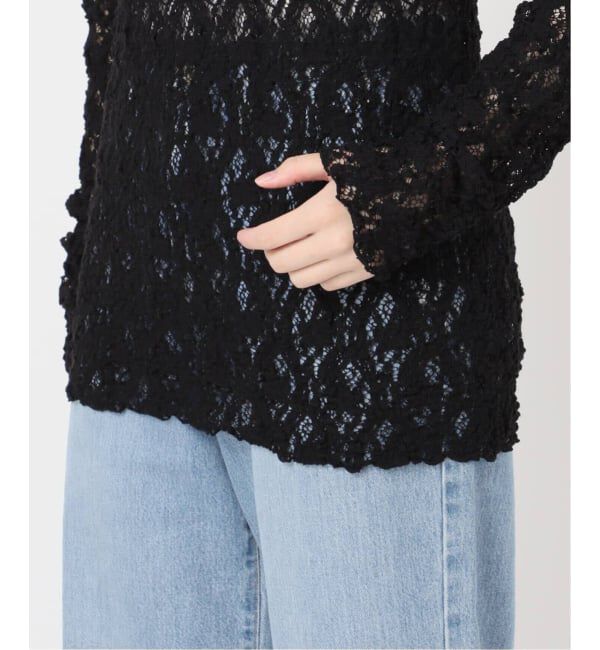 IENA「《一部カラーWEB限定/追加4予約》Flowerストレッチレースプルオーバー」|Tシャツ・カットソー|