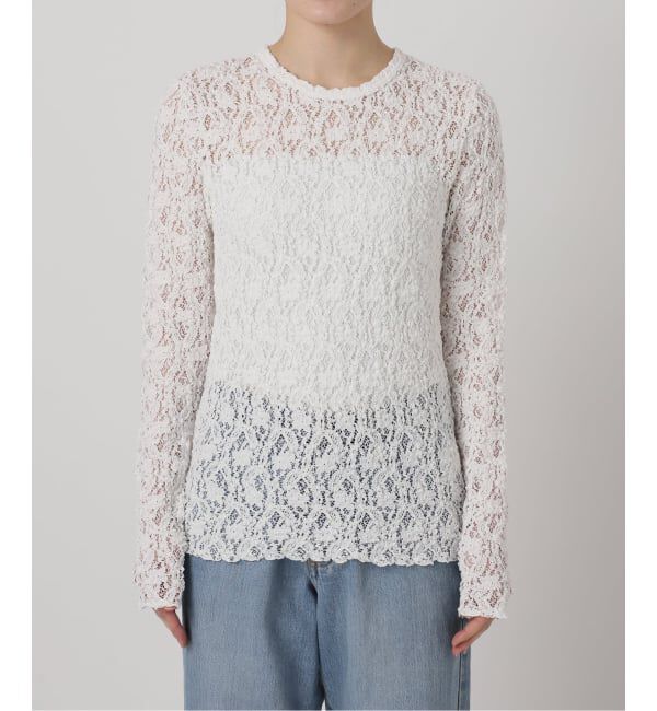 IENA「《一部カラーWEB限定/追加4予約》Flowerストレッチレースプルオーバー」|Tシャツ・カットソー|