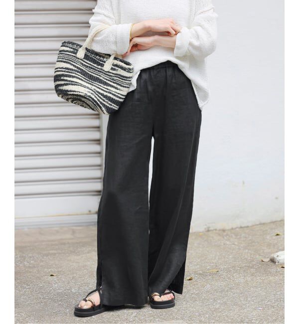 JOURNAL STANDARD relume「《一部WEB限定追加予約 / 新色 / 新サイズ》麻スリットイージーパンツ」|その他|ブラック