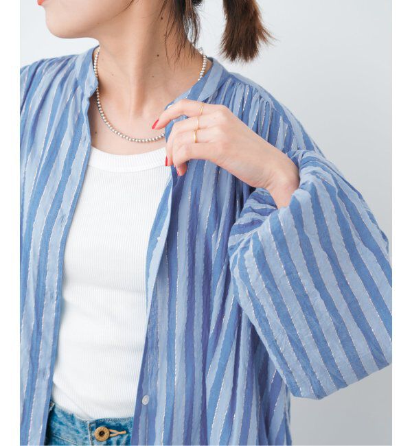 Spick and Span「HYU ストライプギャザーシャツワンピース」|ワンピース|