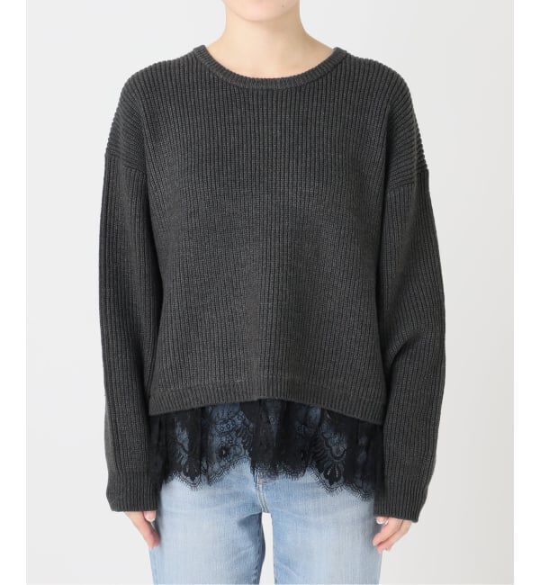Spick and Span「《追加3》レースドッキング畦ニットプルオーバー」|ニット・セーター|