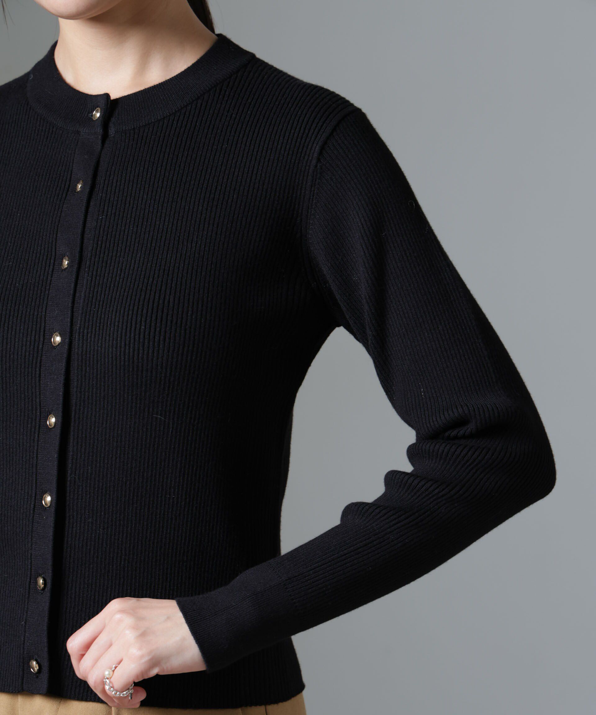 nano･universe「椿オイル加工リブカーディガン」|ニット・セーター|