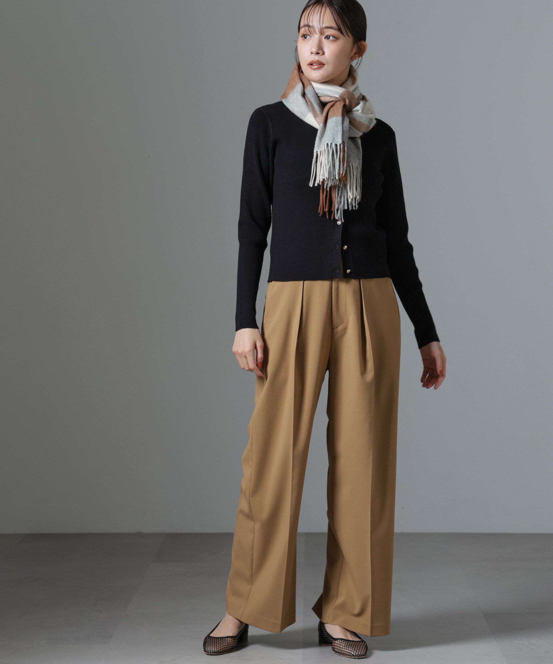 nano･universe「椿オイル加工リブカーディガン」|ニット・セーター|