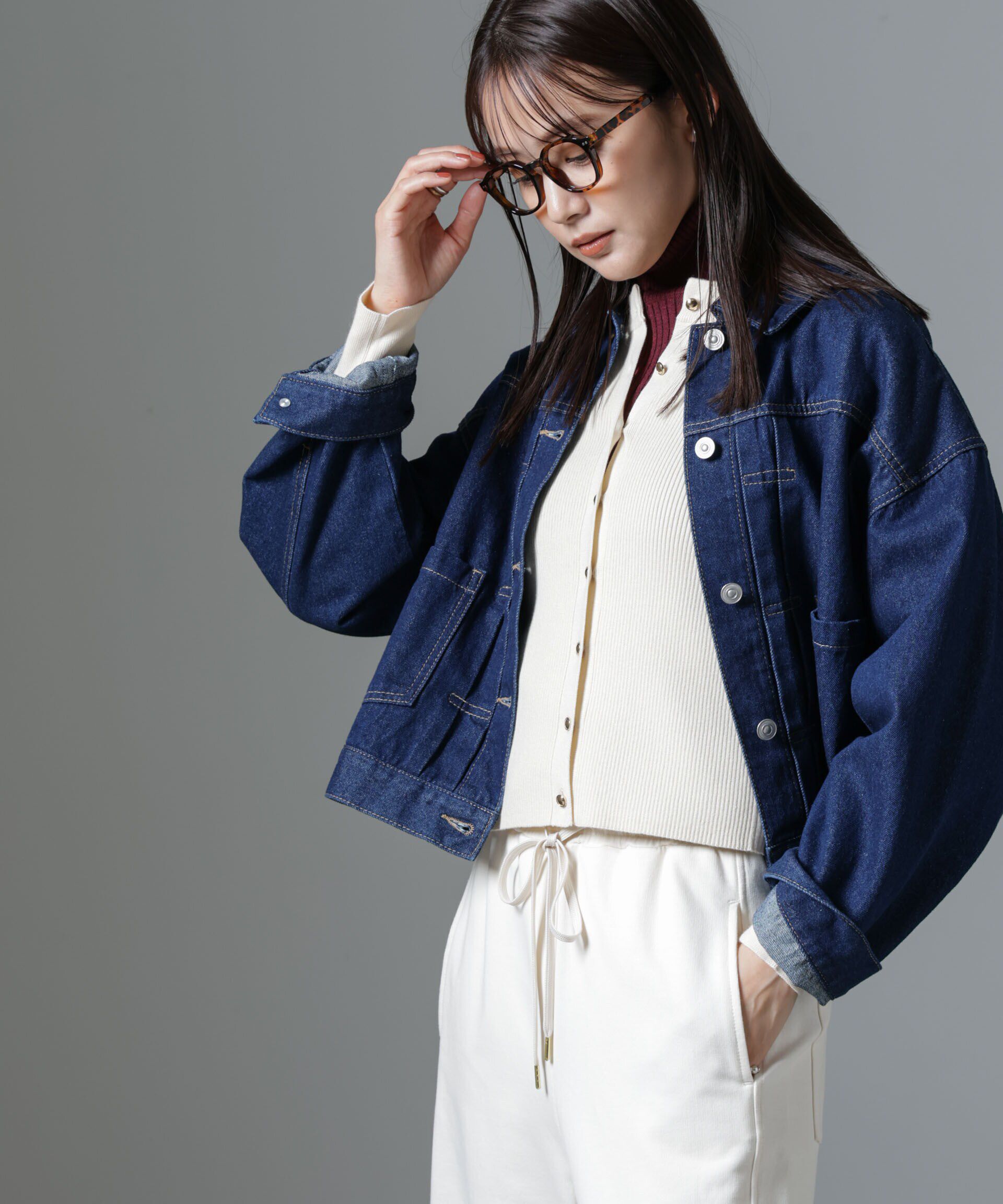 nano･universe「椿オイル加工リブカーディガン」|ニット・セーター|オフホワイト1