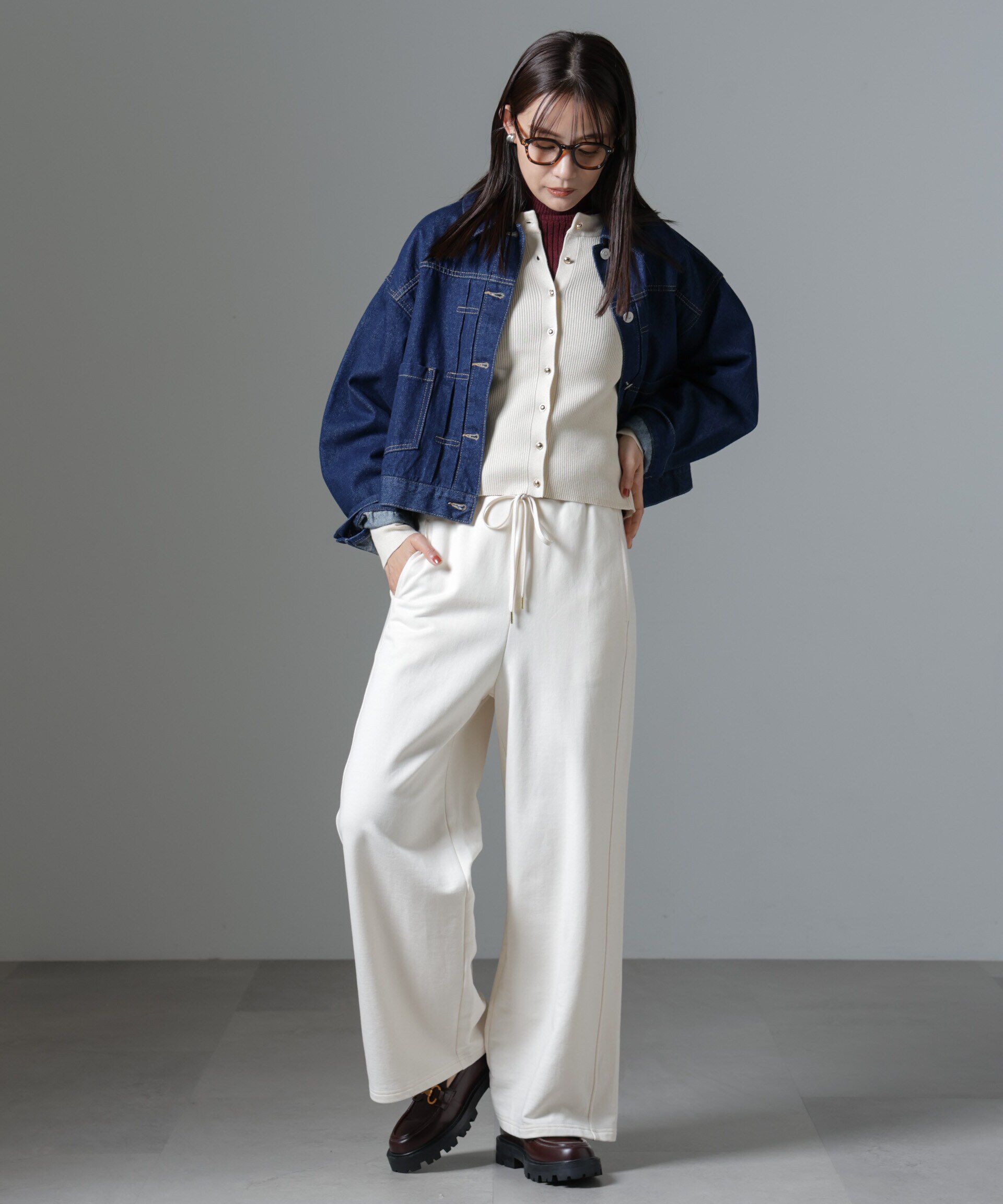 nano･universe「椿オイル加工リブカーディガン」|ニット・セーター|