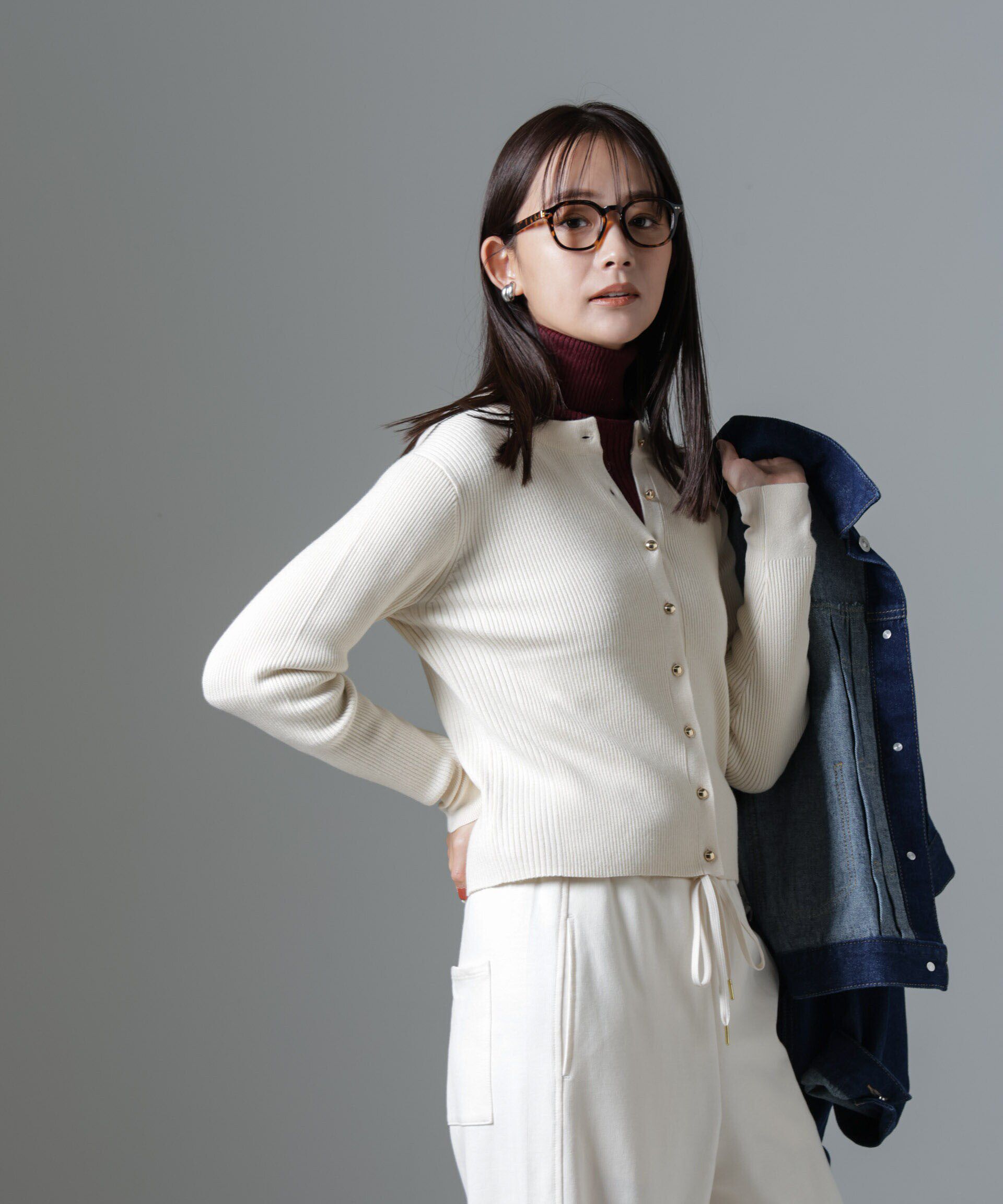 nano･universe「椿オイル加工リブカーディガン」|ニット・セーター|