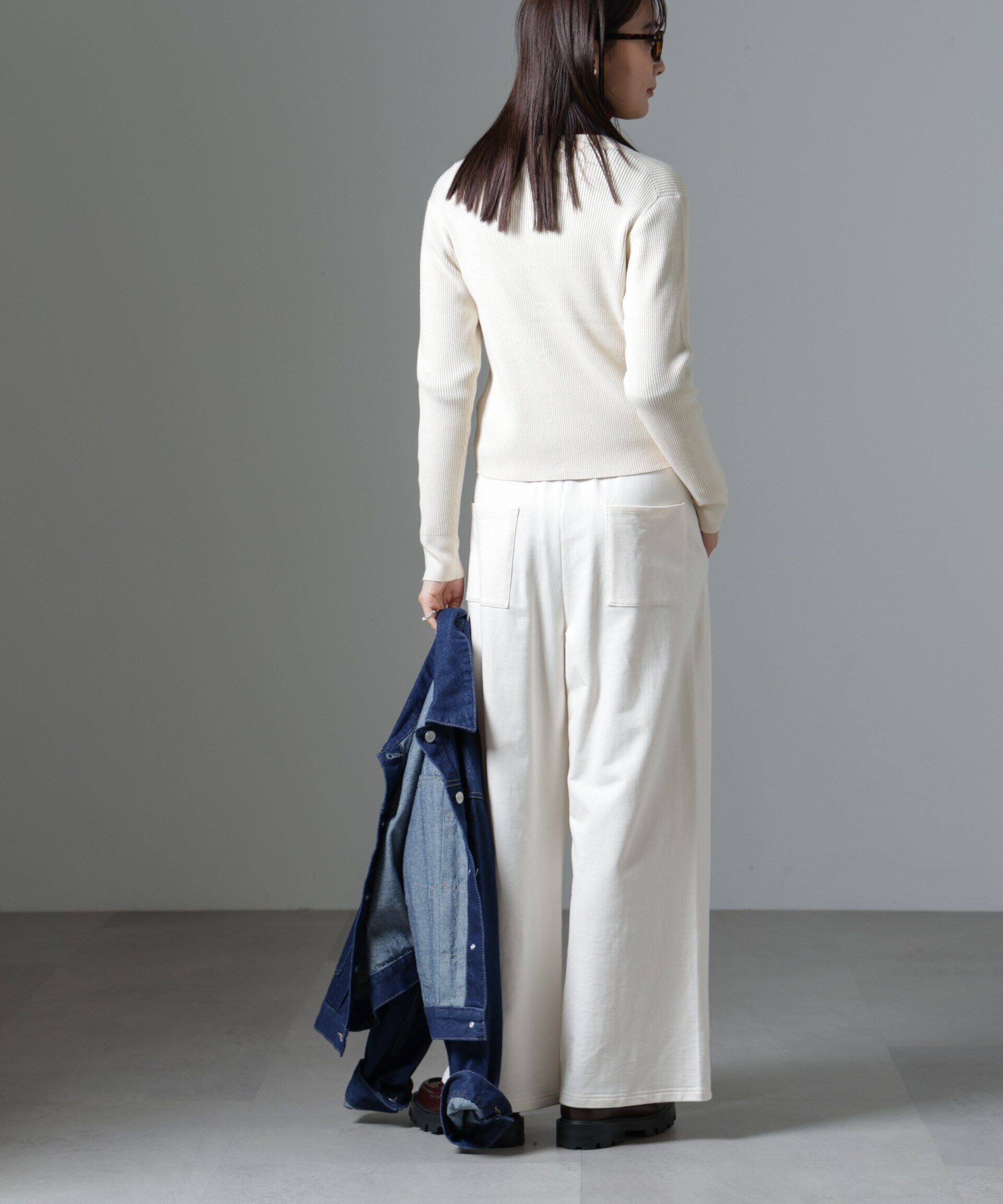 nano･universe「椿オイル加工リブカーディガン」|ニット・セーター|