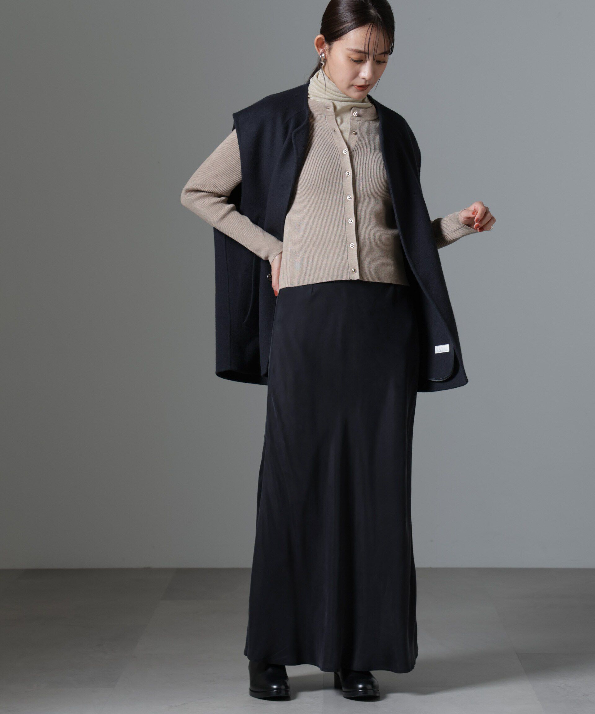 nano･universe「椿オイル加工リブカーディガン」|ニット・セーター|