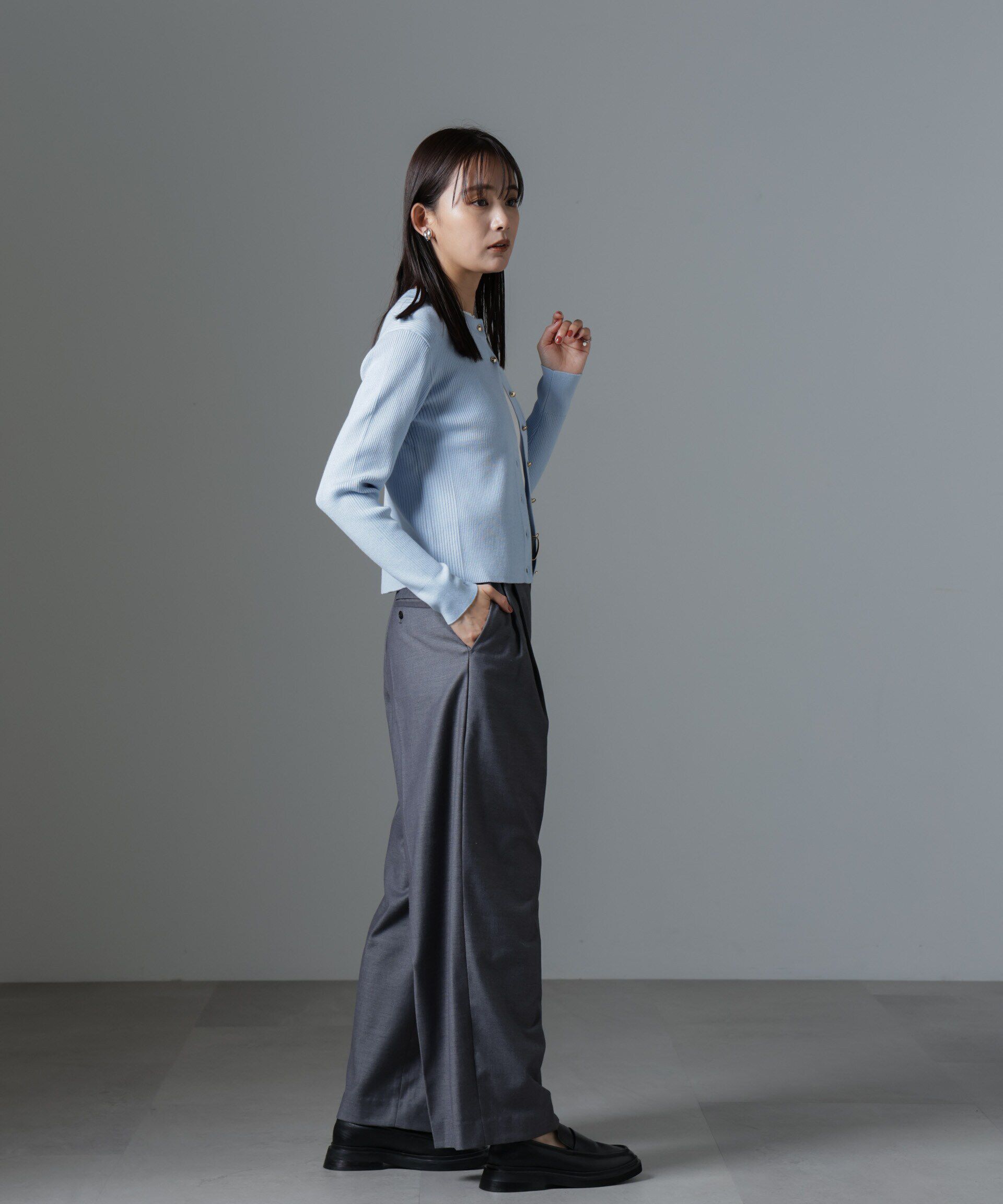 nano･universe「椿オイル加工リブカーディガン」|ニット・セーター|