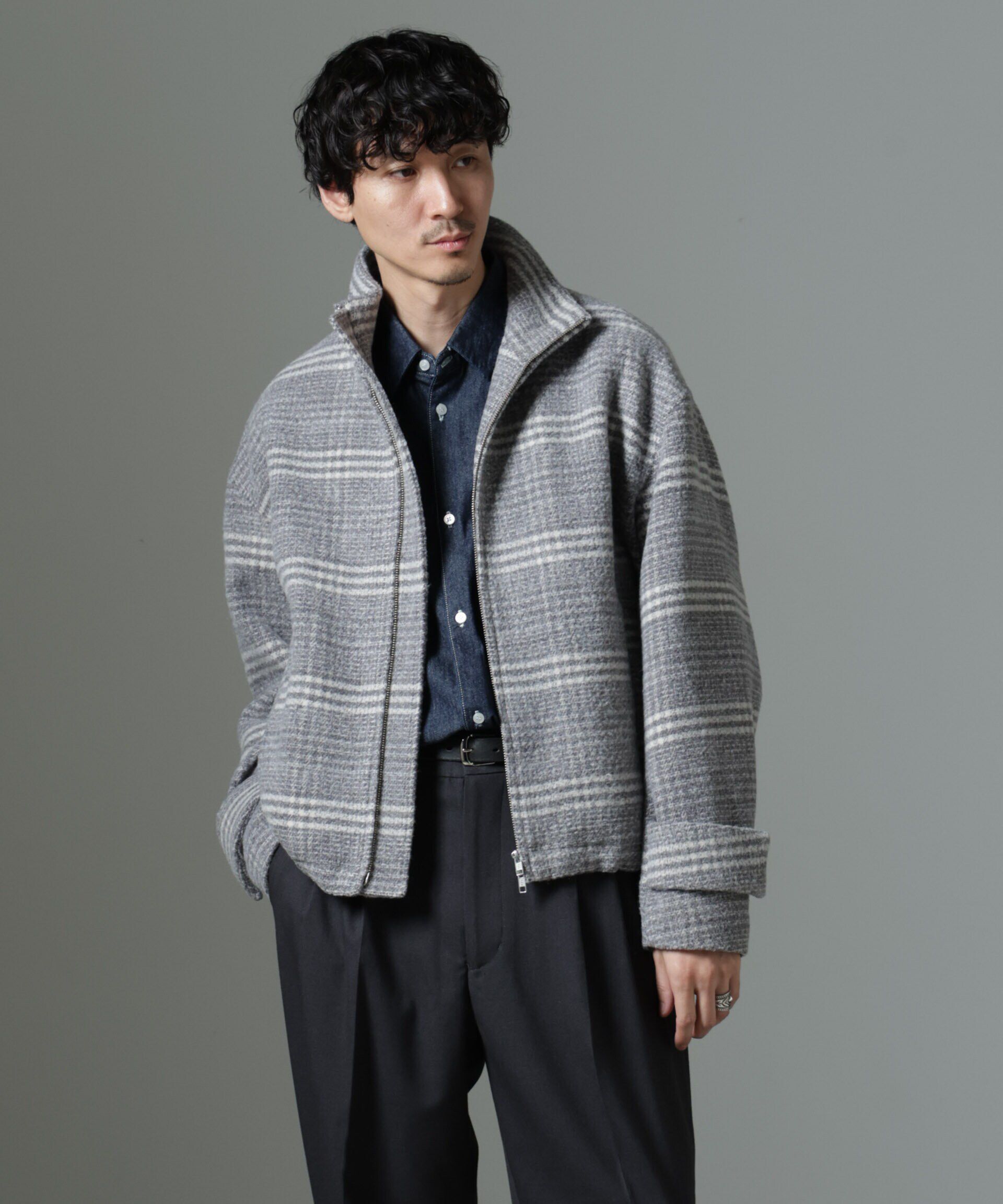 nano･universe「スライバーライクシャギースタンドブルゾン」|ブルゾン・スタジャン|L.グレー1