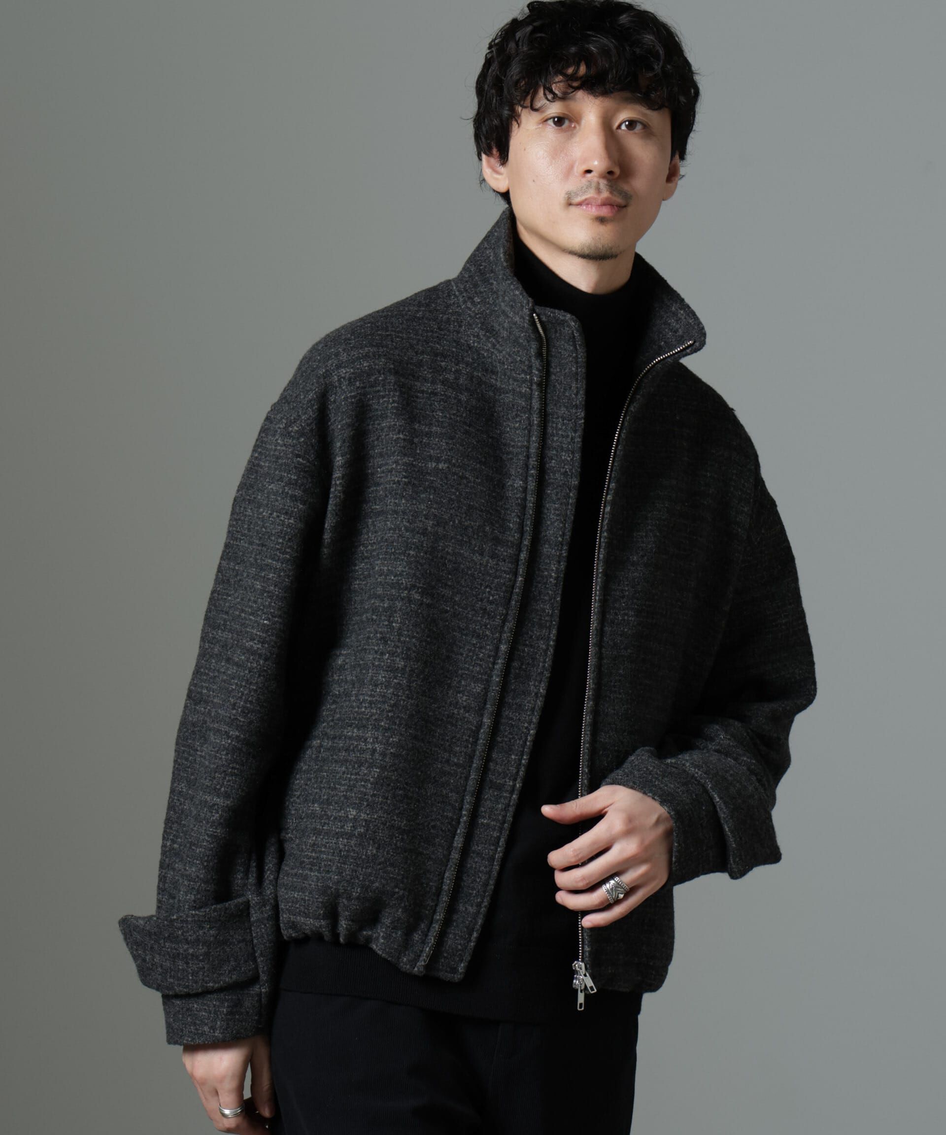 nano･universe「スライバーライクシャギースタンドブルゾン」|ブルゾン・スタジャン|チャコール3